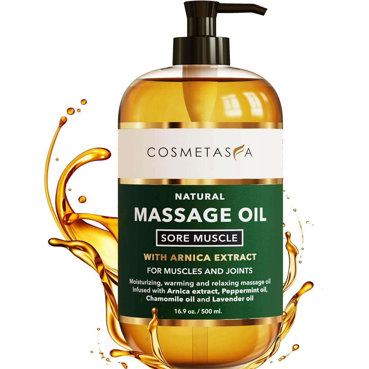 Cosmetasa Sore Muscle Massage Oil for Massage Therapy – All Natural, Cruelty-Free Full Body Massage
