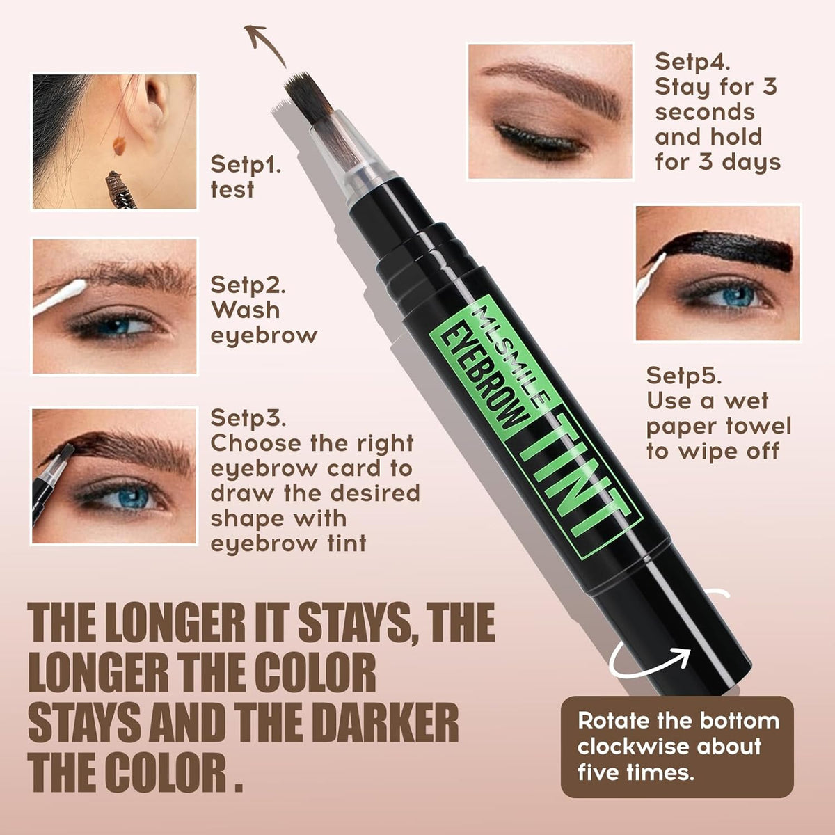 2PCS Temporary Eyebrow Tint Set, Grey Black Tattoo Eyebrow Gel, Natural Color Eye-Brow Gel