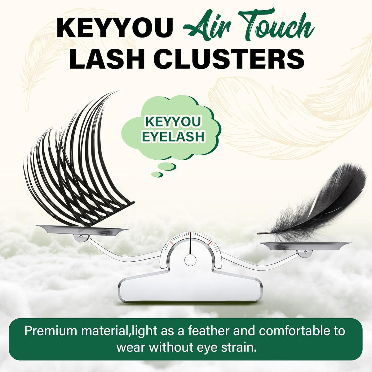 Lash Clusters 144pcs Individual Lashes D Curl 12mm Eyelash Clusters KEYYOU Air Touch Cluster Lashes