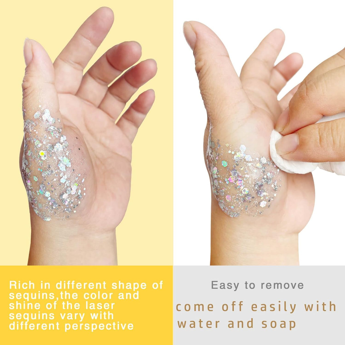 MEICOLY Silver Body Glitter,Chunky Silver Face Hair Glitter,Silver Glitter Makeup for Eyes,Sparkle