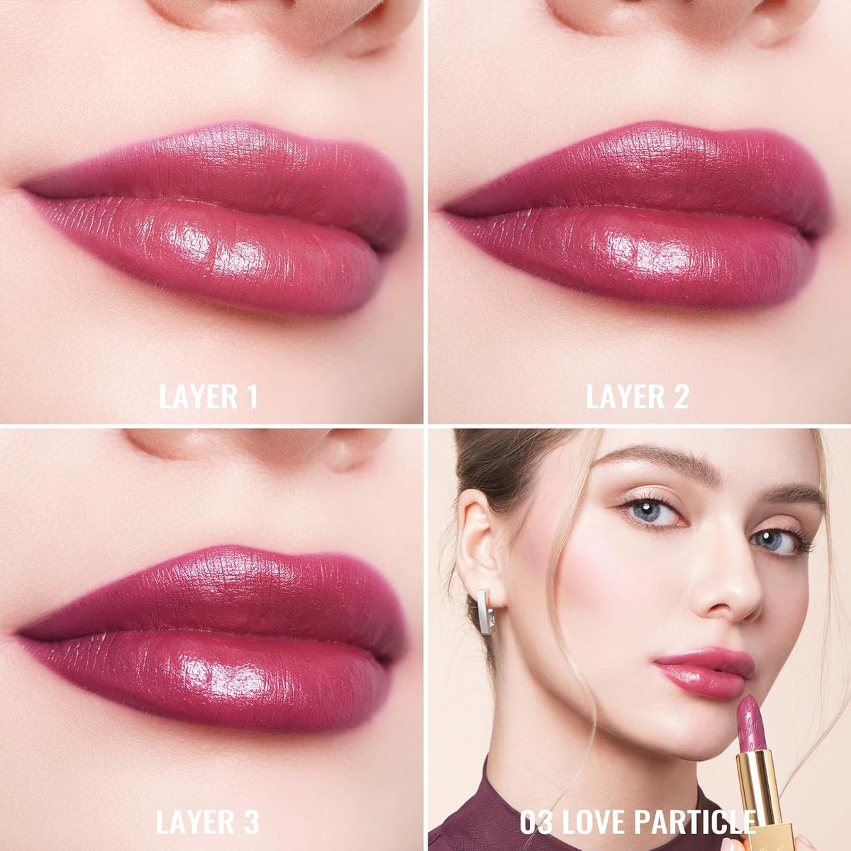 Oulac Burgundy Lipstick for Women with Metallic 3D Shine Lightweight Hydrating Formula, High Impact