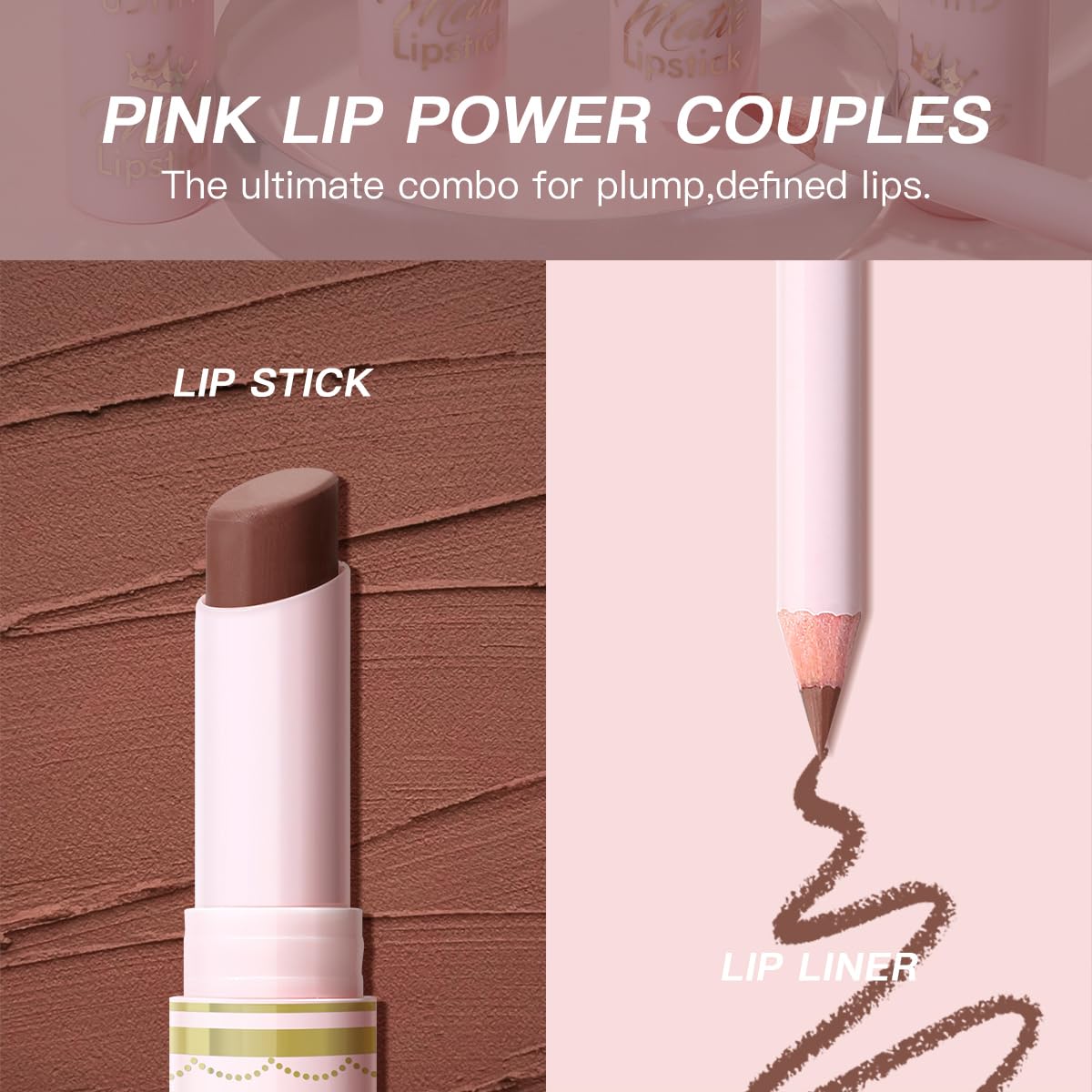 USHAS Lipstick and Lip Liner Combo Set 2 in 1 Waterproof Lipstick for Women Lip liner Set Long
