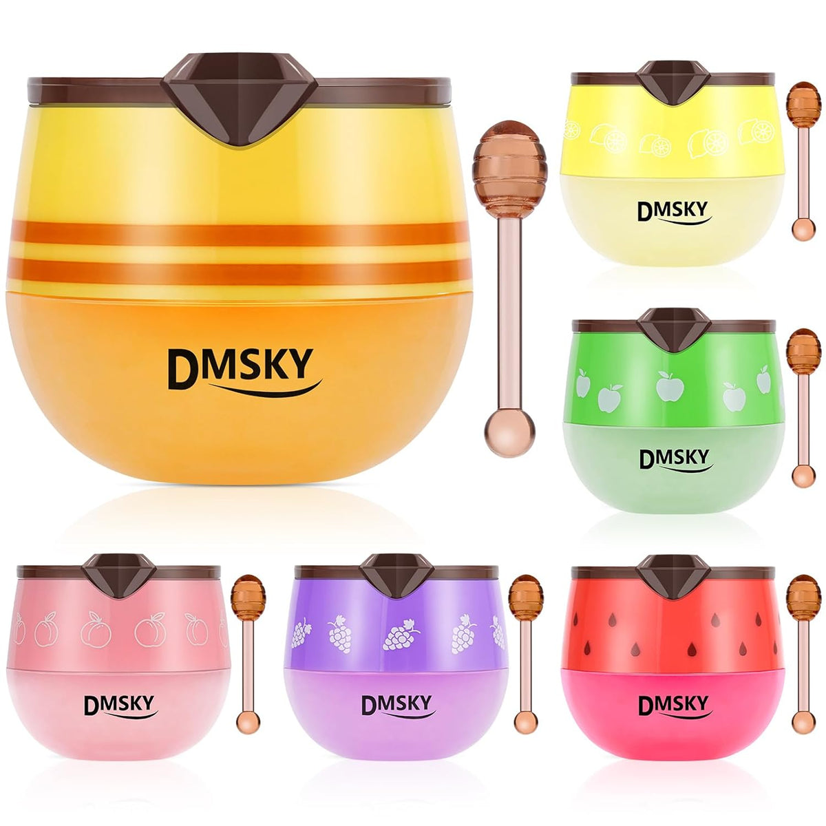 DMSKY Bee Lip Balm Honey Pot 6 PCS, Nourish & Hydrate Lip Sleeping Mask with Vitamin E, Lip Mask