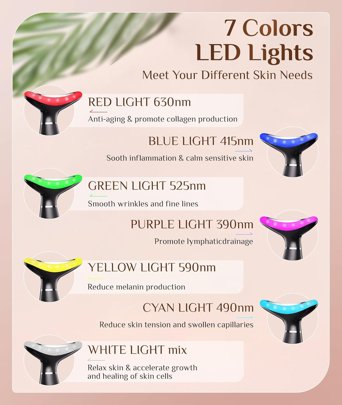 7 Color Galvanic Machines - Red Light Therapy for Face and Neck, Face Massager Tool for Wrinkles