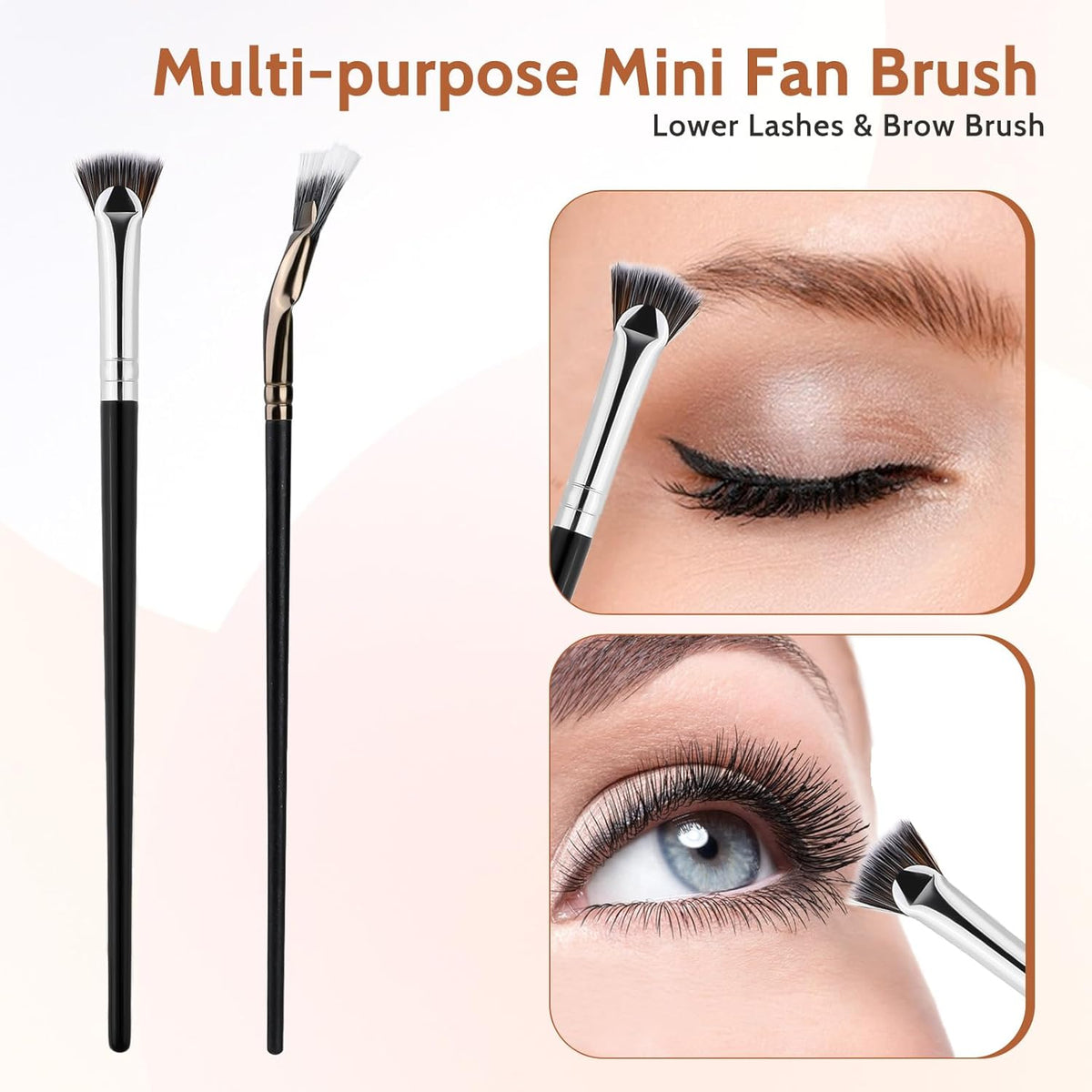 2Pcs Folding Angle Scalloped Lash Brush Multifunctional Fan Shaped Lashes Wand New Angled Eyelash