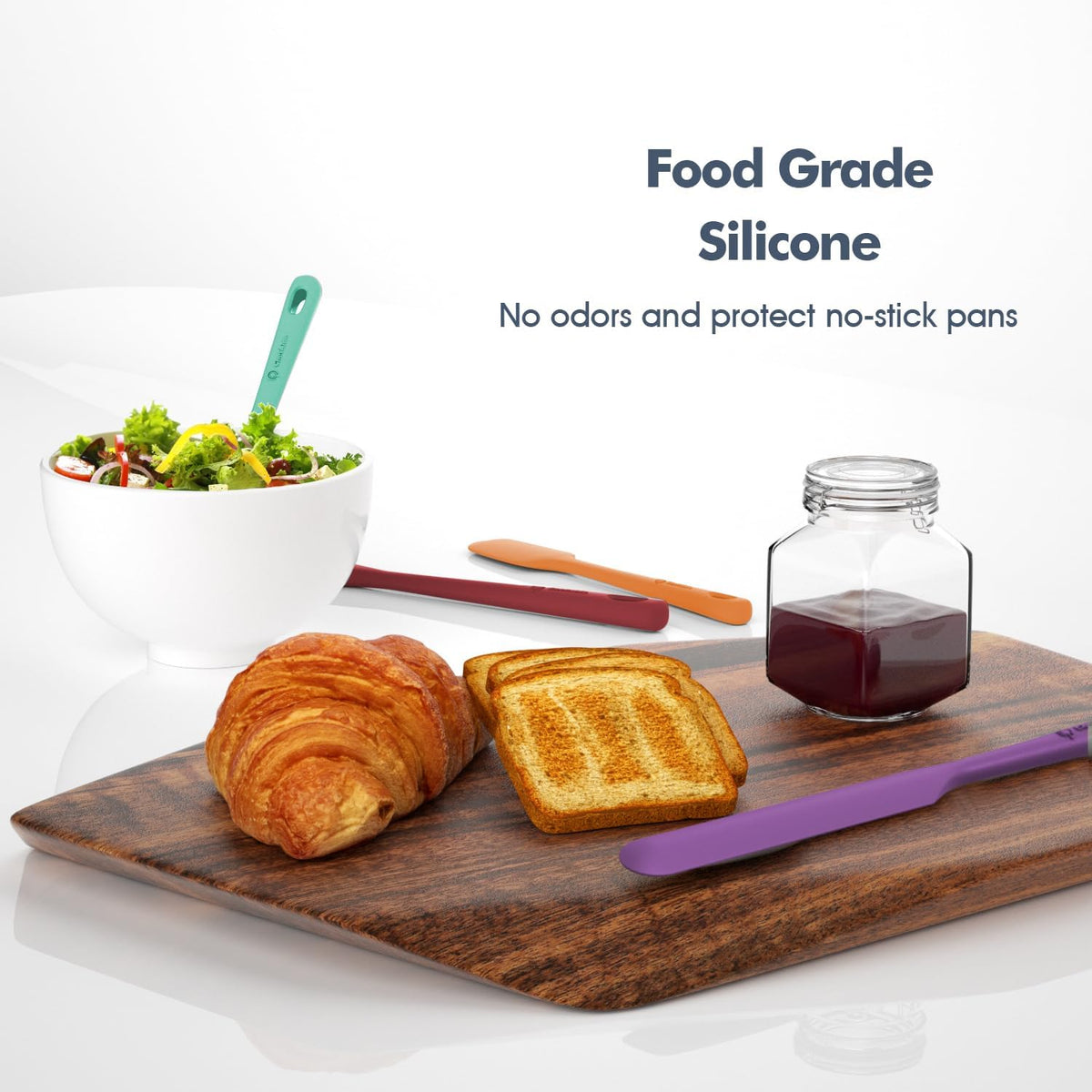 5 Pieces Silicone Spatula Set, Food Grade Rubber Spatula, Upgrade Strong Handle with Ergonomic