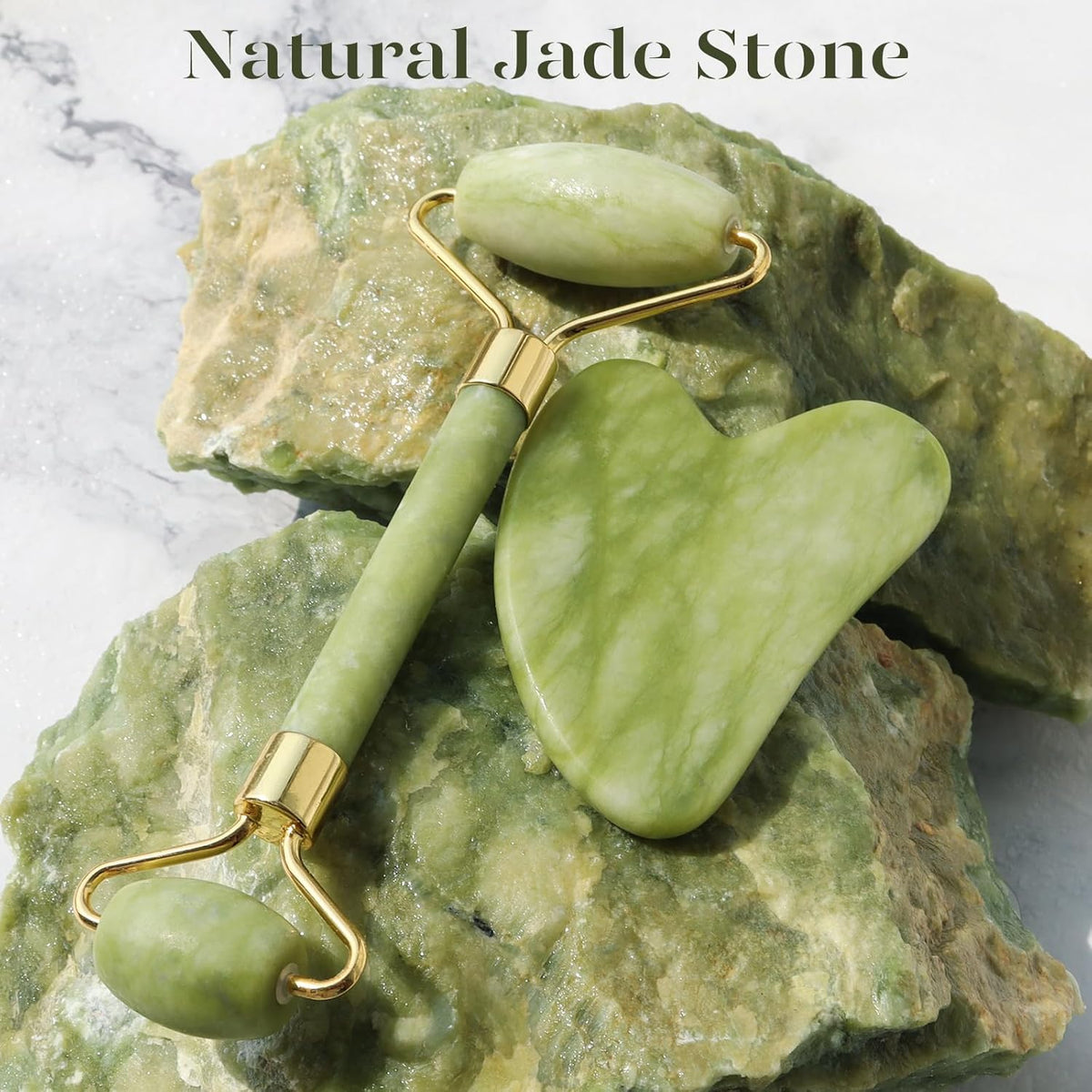 BAIMEI IcyMe Gua Sha & Jade Roller Facial Tools Face Roller and Gua Sha Set for Puffiness and