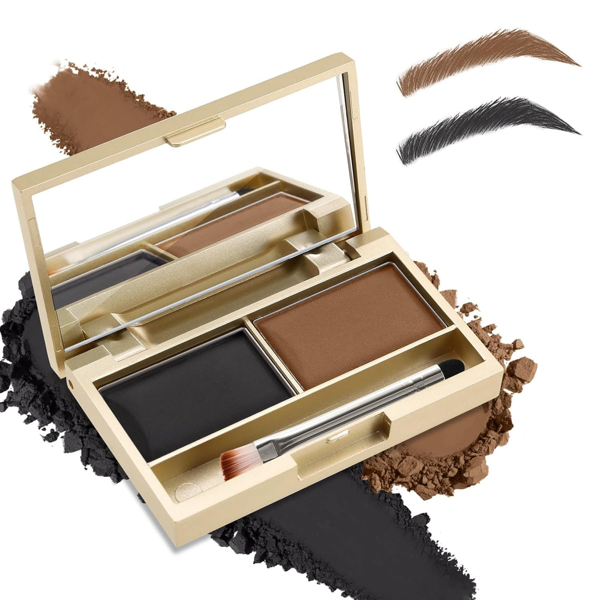 Boobeen Eyebrow Powder Kit, 2-color Waterproof Eyebrow Palette Makeup to Definer & Filler Brows