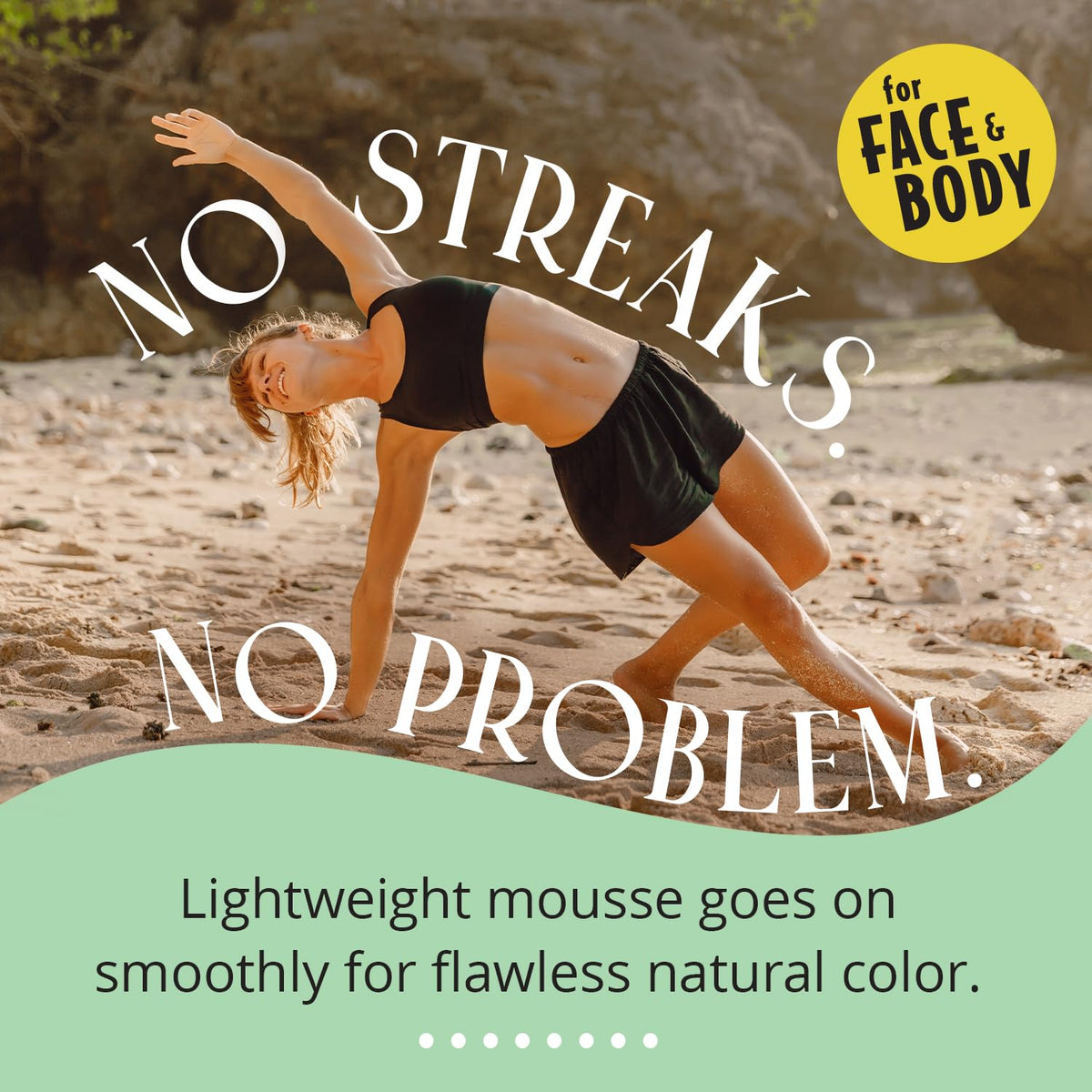 Skinerals Organic Self Tanner Mousse, Sunless Tanning Foam for Face & Body, Streak-Free
