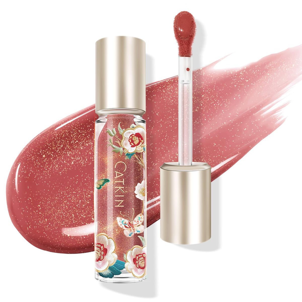 CATKIN Lip Plumper Gloss, Tinted Lip Serum with Hyaluronic Acid & Jojoba Oil, Non-sticky Volumizing