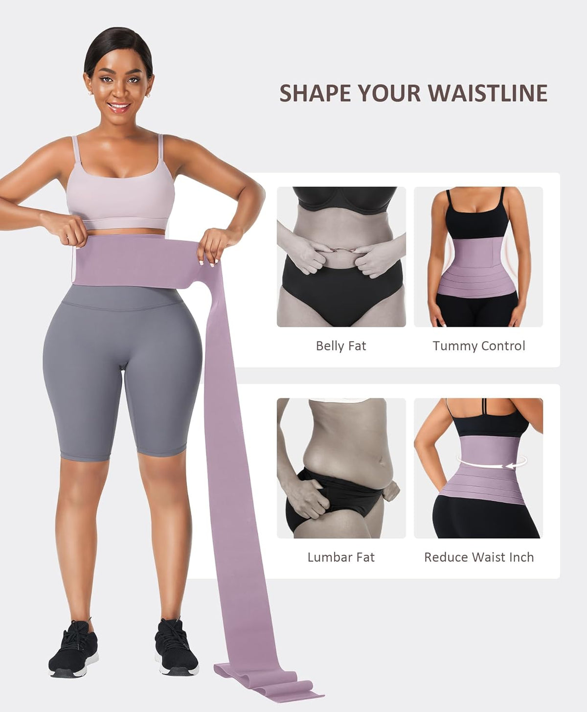 FeelinGirl Waist Trainer for Women Trimmer Belt Waist Cincher Tummy Wrap Plus Size Snatch Me Up
