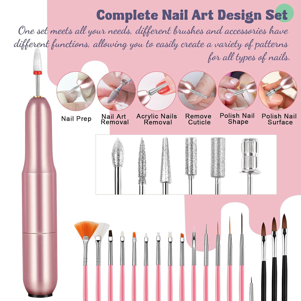 Acrylic Nail Kit, Acrylic Nail Set with Drill and UV Light,Professional Colored Acrylic Nail Powder