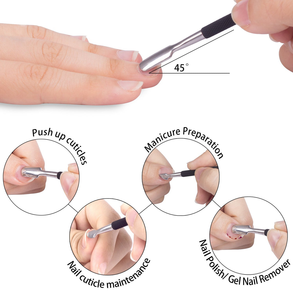 Ejiubas Cuticle Trimmer with Cuticle Pusher Cuticle Nipper Professional Grade Stainless Steel