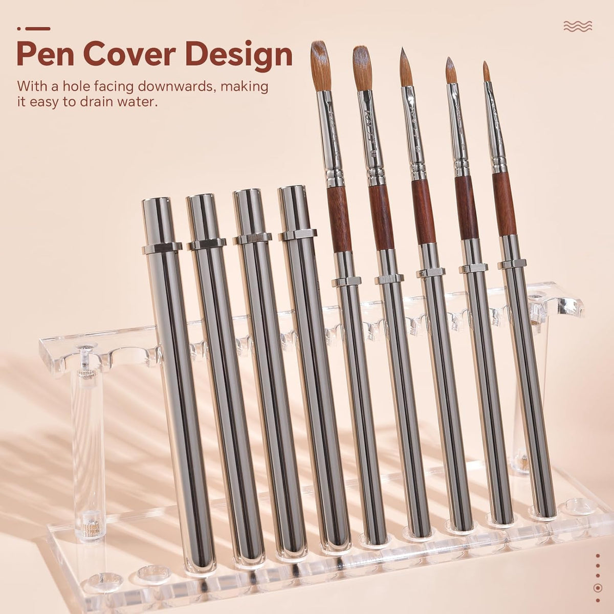 KADS Acrylic Nail Brush with Penholder Nail Brush for Acrylic Application-Oval Shaped Powder Nail