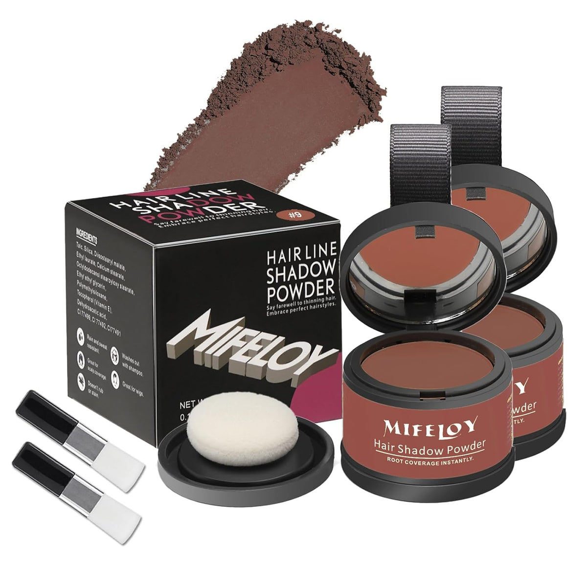 2 Pack Root Touch Up Shadow Powder, Gray Hair Cover Up, Women Color Root Coverage Powder for