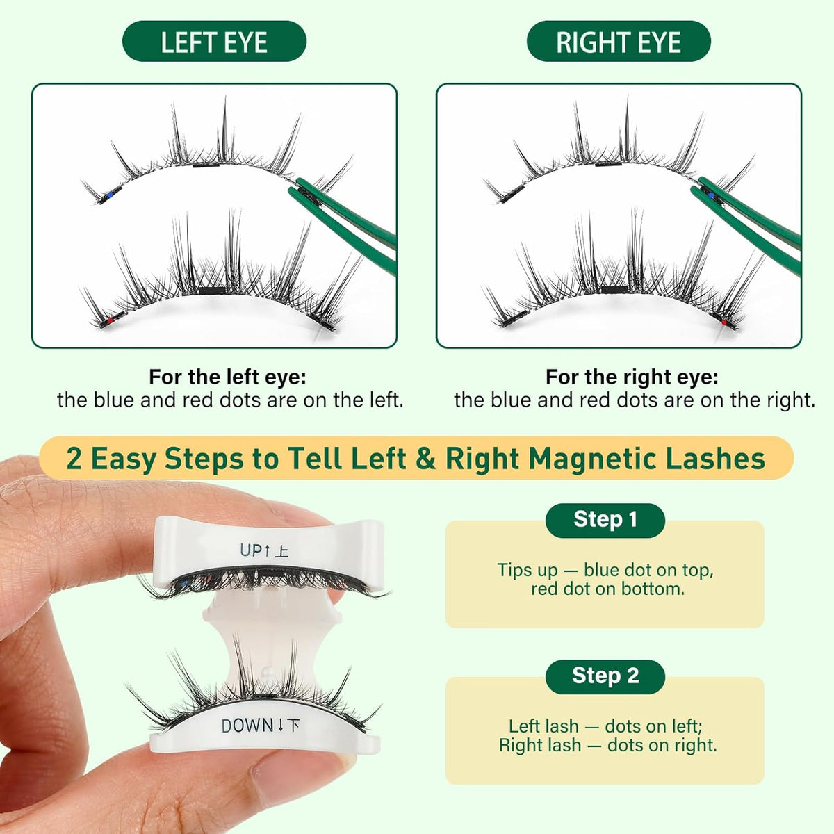 KEYYOU Reusable Magnetic Eyelashes 2 Pair with Applicator No Glue Needed 3D Natural Magnetic