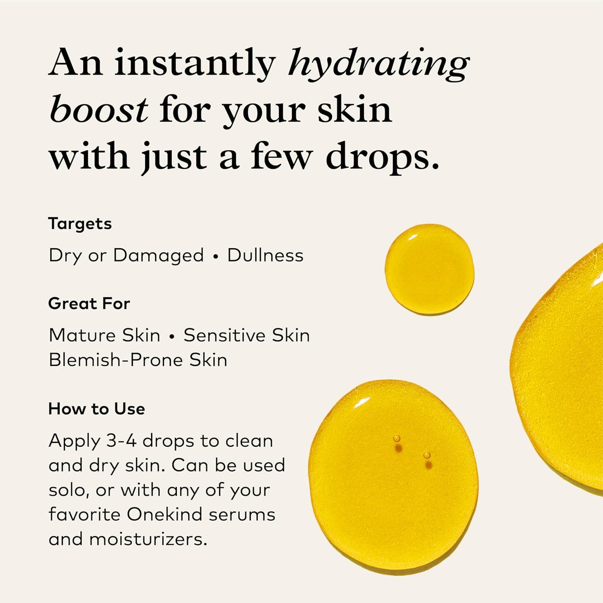 Onekind Golden State Anti Aging Botanical Face Oil with Rosehip Seed Oil, Sea Buckthorn Extract