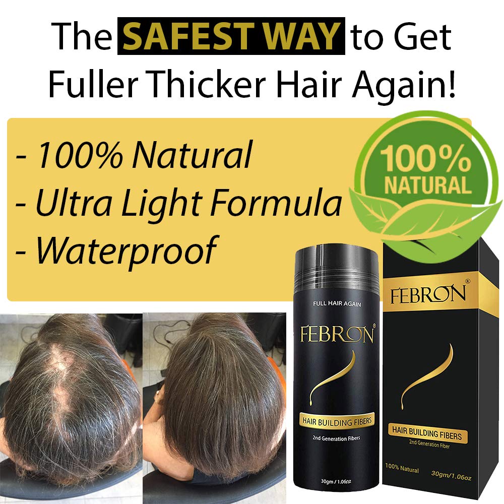 FEBRON Hair Fibers For Thinning Hair DARK BROWN For Women & Men Hair Loss Concealer Hair Powder