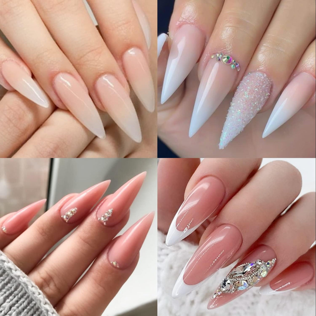 UNA GELLA Long Stiletto Gel Nail Tips Halloween Full Cover 504PCS Pre-shape Long Stiletto Almond