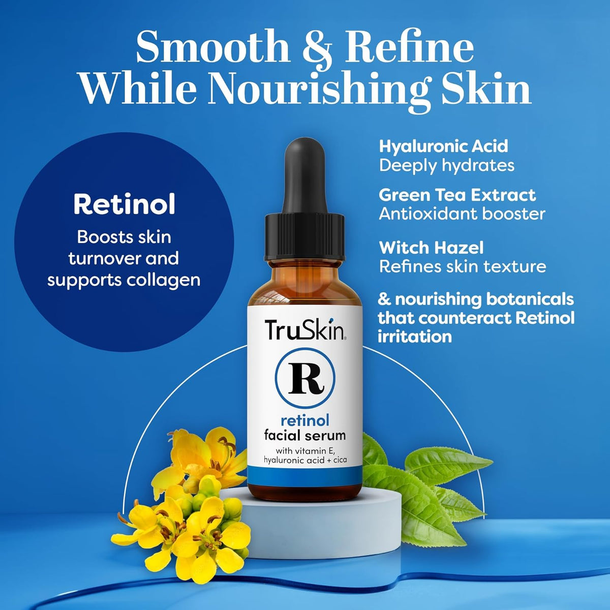 TruSkin Retinol Serum for Face – Gentle Anti-Aging Serum with Retinol, Hyaluronic Acid, and Vitamin