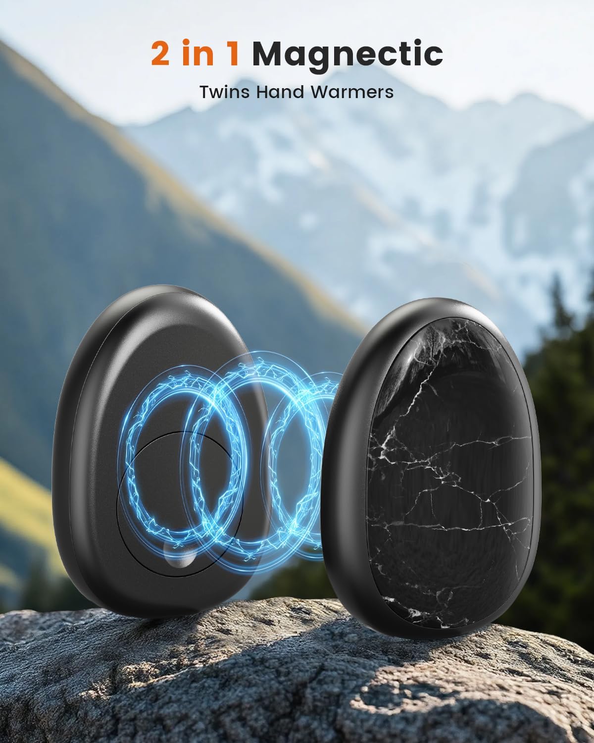 Hand Warmers Rechargeable 2 Pack, AI Temperature Control Electric Handwarmers, Stone Shape Portable