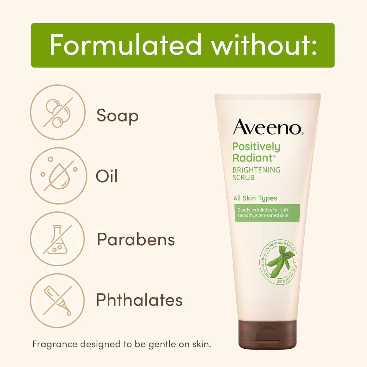 Aveeno Positively Radiant Skin Brightening Exfoliating Daily Facial Scrub, Gentle with