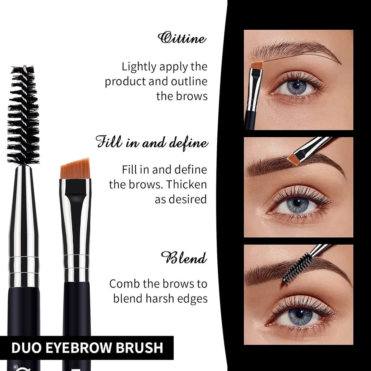 MSQ Eyebrow Brush and Comb Eyelash Brush Eyelash Separator Eye Brow Comb & Spoolie Brush