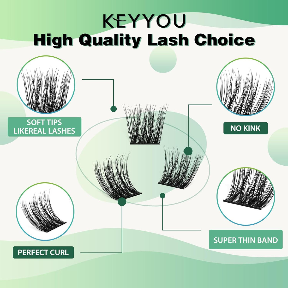 Lash Clusters,96 Pcs Cluster Lashes D Curl 10-18MIX DIY Lash Extensions Eyelash Clusters,KEYYOU