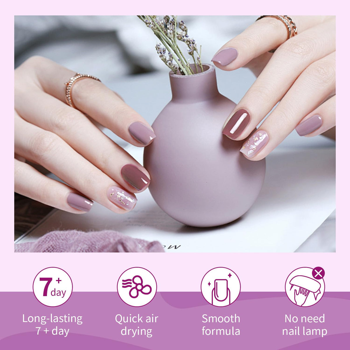 10ml Nude Pink Nail Polish Set 6 Colors Brown Red Purple All Seasons Neutral Color Quick Dry Nail