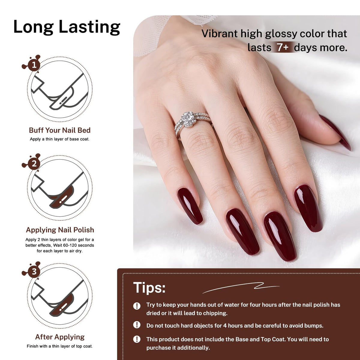 16.5ml Brown Nail Polish Large Volume Quick Drying Nail Polish, Fast Drying and Long Lasting Color