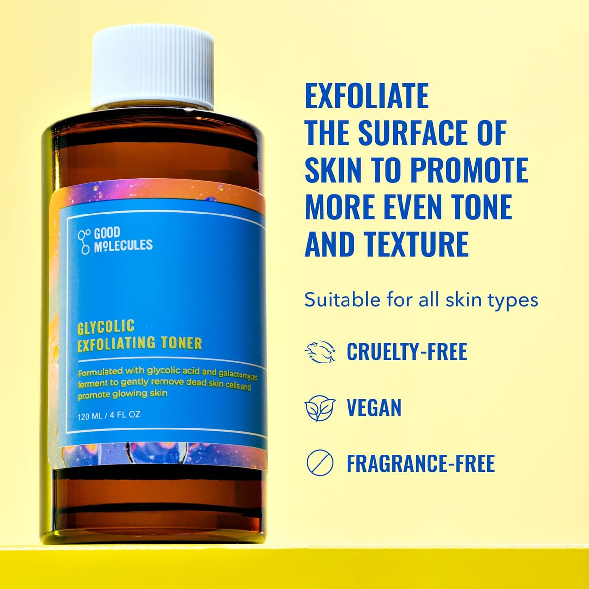 Good Molecules Glycolic Exfoliating Toner - Hyaluronic and Glycolic Acid Daily Toner for Face