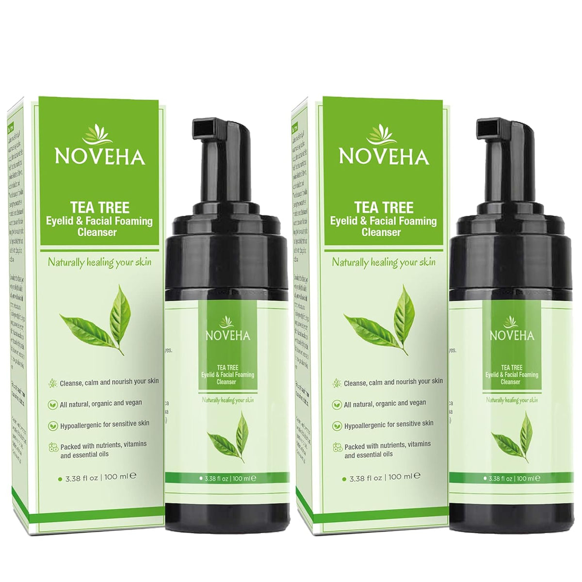 NOVEHA Tea Tree Oil Foaming Cleanser - Therapeutic Daily Skincare For For Eyelash & lids, MGD, Stye