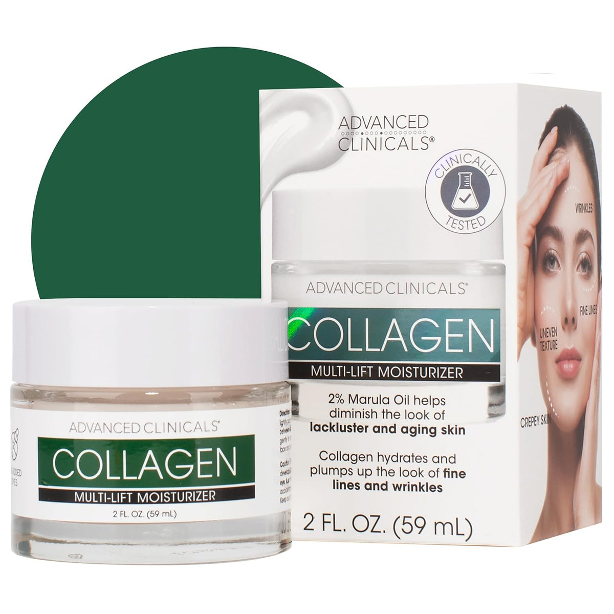 Advanced Clinicals Collagen Cream Gel-Like Facial Lotion | Collagen Peptide + Hyaluronic Acid