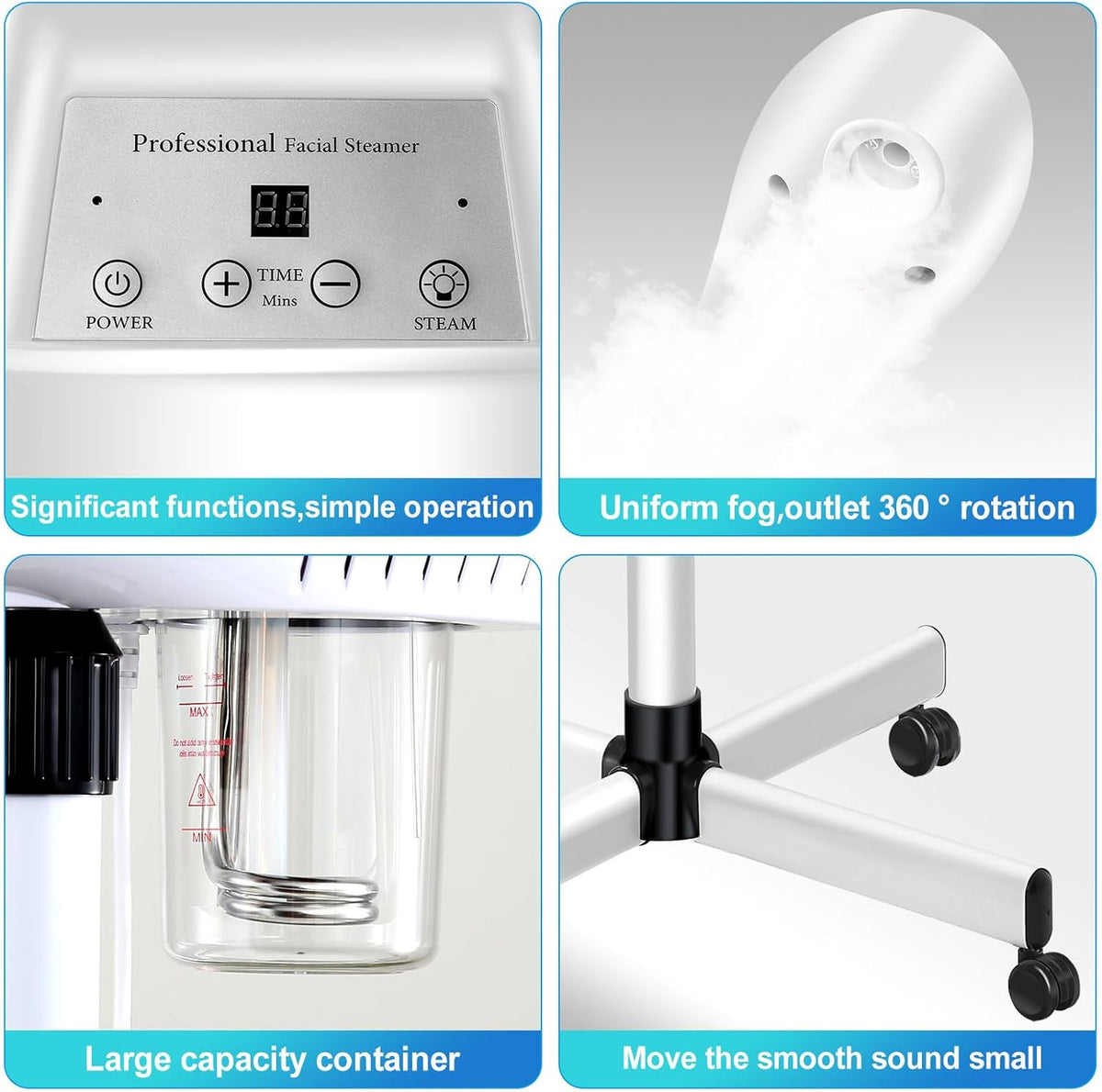 Professional Facial Steamer for Atomization Humidifier Atomizer, Adjustable Height and Angle, Face