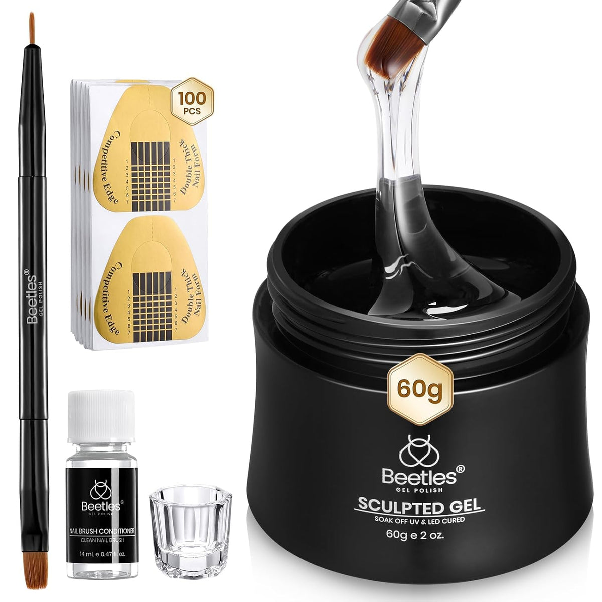 Beetles Hard Gel 8 in 1 60g Clear Scuplted Gel for Nail Extension Sculpting & Overlays High