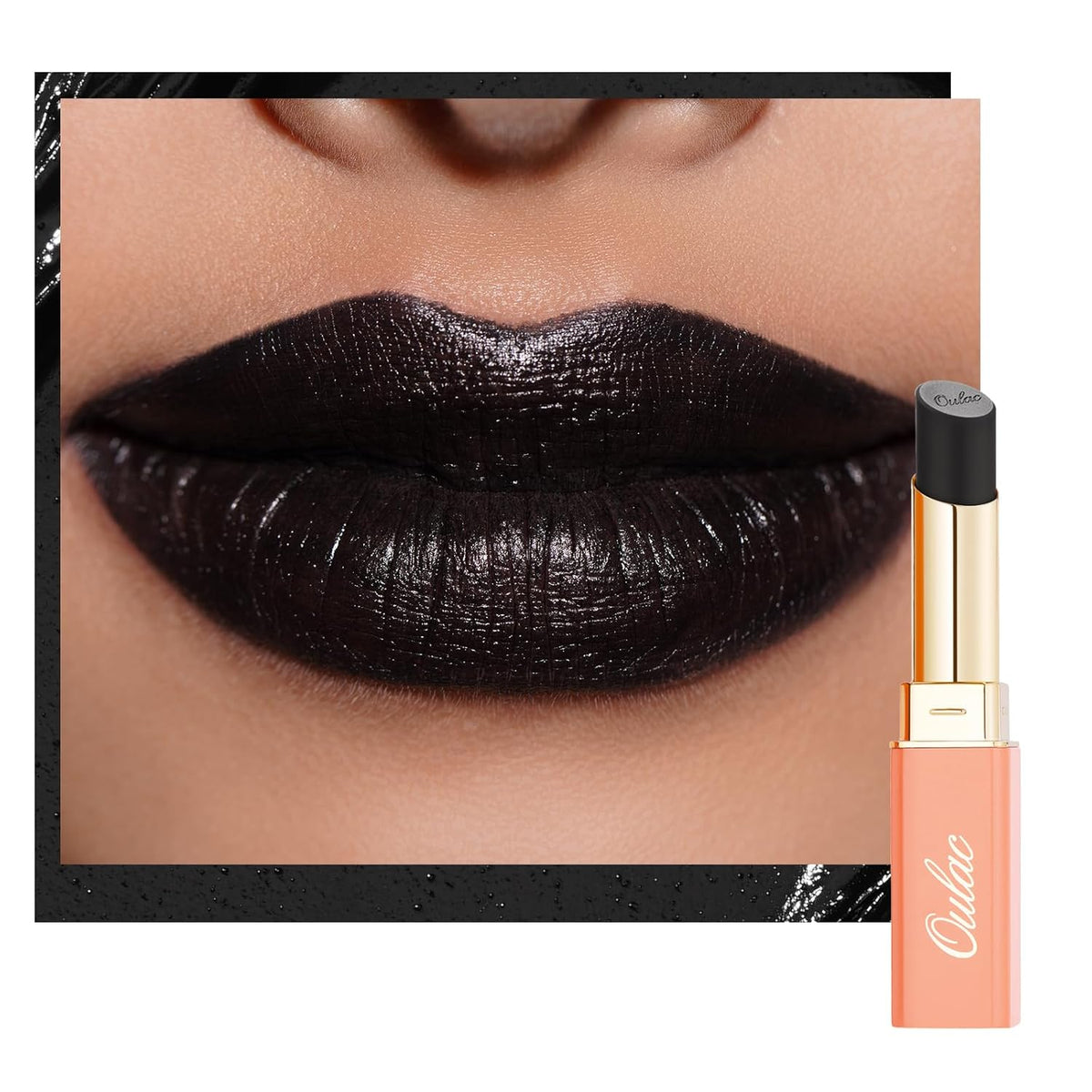 Oulac Black Lipstick for Women, Halloween Matte Lipsticks, Full Coverage Lip Color, Satin Matte