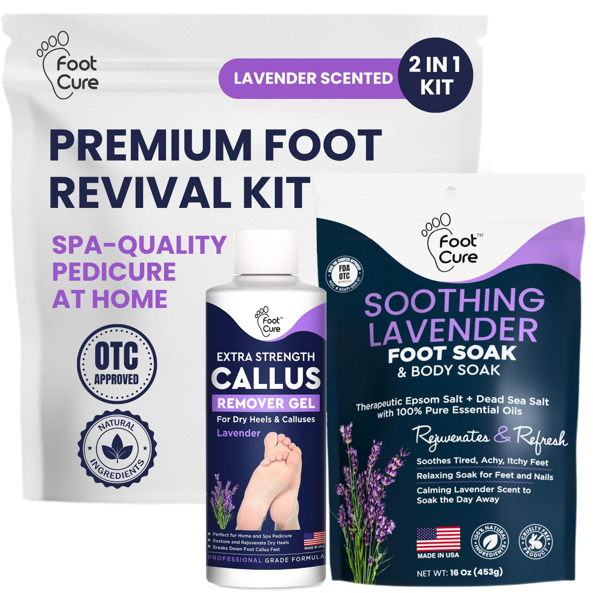 Lavender Foot Soak & Callus Remover Gel Kit - Extra Strength Callus Remover Gel for Feet, Remove