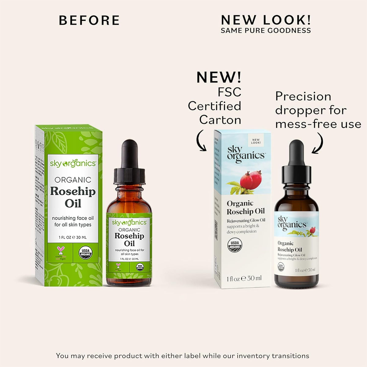 Sky Organics Organic Rosehip Oil (1oz) Cold-Pressed Rosehip Seed Oil, Anti-aging Face Oil