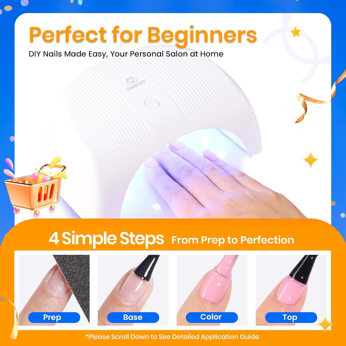 Beetles Gel Nail Polish Kit with UV Light - 31Pcs Nail Polish Set Popular Color Gel with Base and