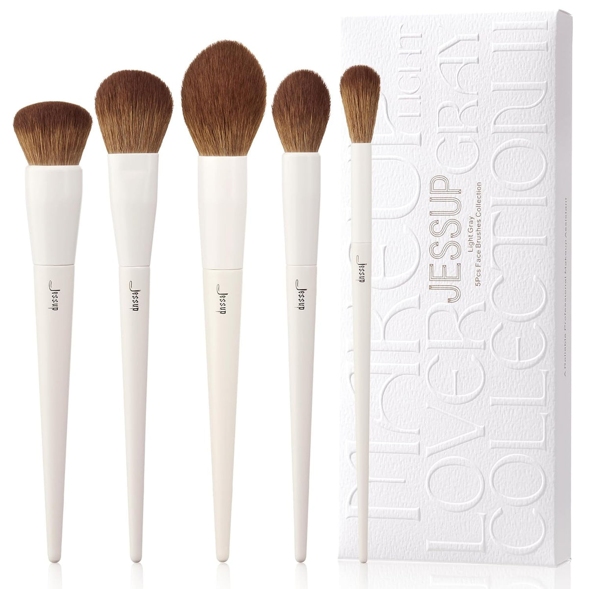 Jessup Makeup Brush Set 5Pcs Face Makeup Brushes Vegan Soft Foundation Brush Blush Brush Bronzer