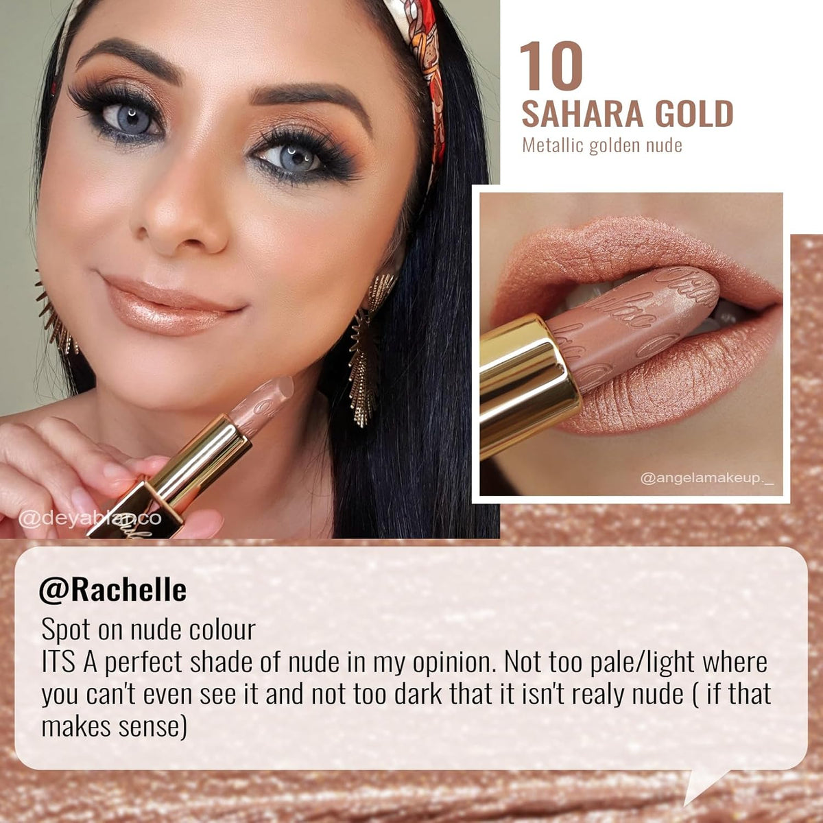Oulac Metallic Lipstick for Women with Lightweight Hydrating Formula, Metallic Golden Nude Lip