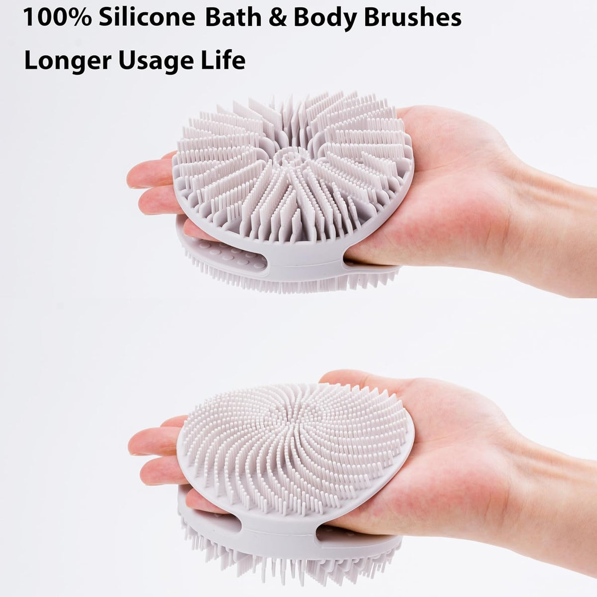 2 PC Silicone Exfoliating Body Scrubber, Silicone Body Shampoo Brush, Soft Silicone Loofah for