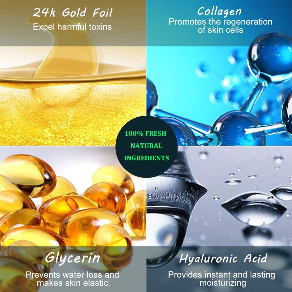 Under Eye Patches, 24K Gold Eye Mask, 60PCS Under Eye Mask, Collagen Gel Pads Patch Treatments for