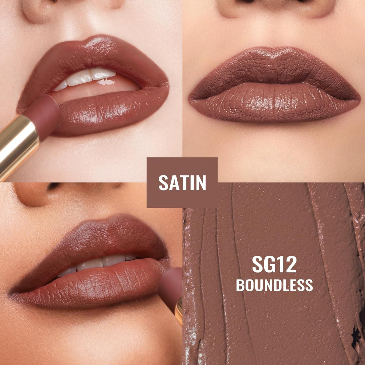 Oulac Color Rich Satin Lipstick - Greyish Brown Full Coverage Lip Color, Creamy Silky-Smooth