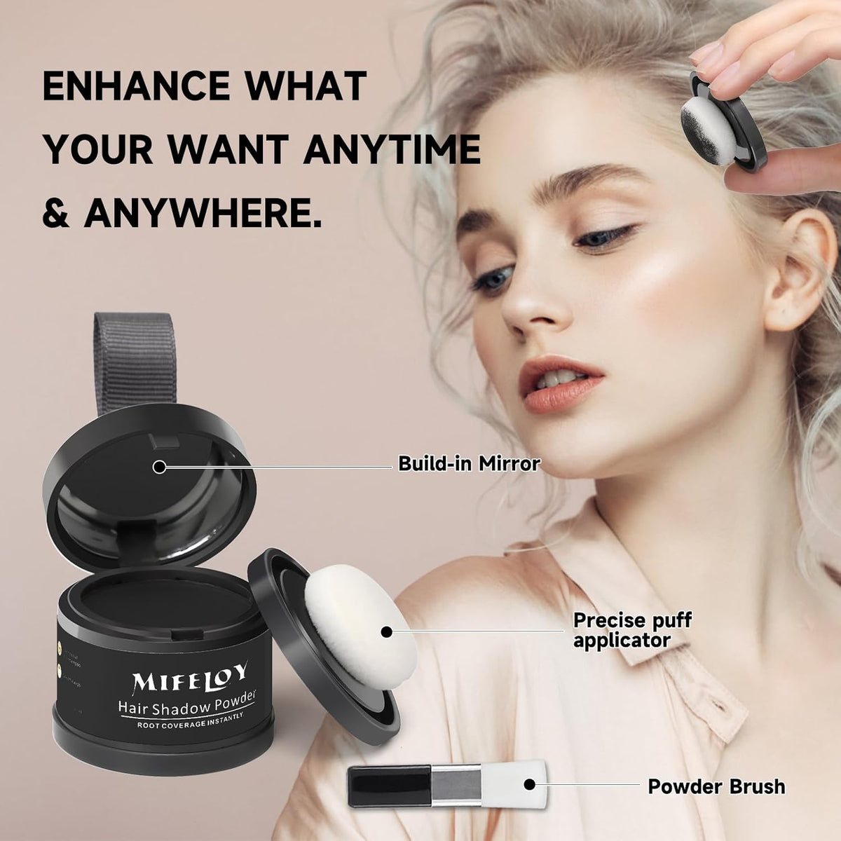 Root Touch Up Powder, Instantly Gray Hair Cover Up, Women Color Root Coverage Shadow Powder for