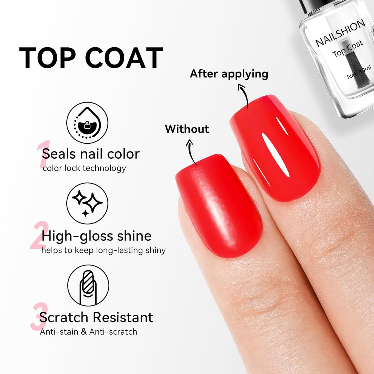 Base Coat and Top Coat, Clear Regular Nail Polish, Rich in VE Calcium Quick Air Dry Nail
