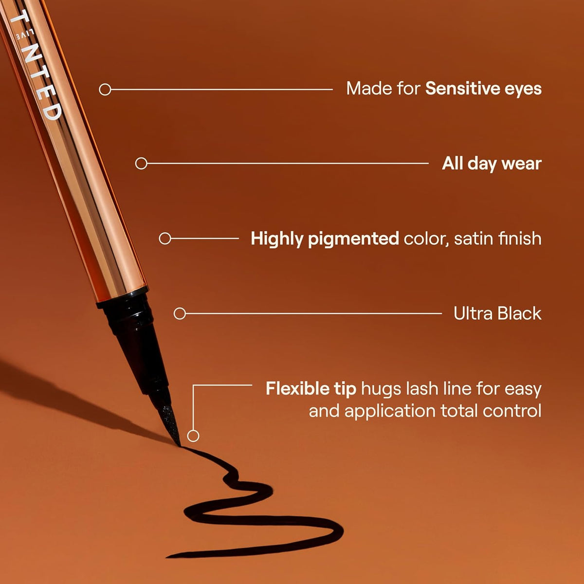 Live Tinted Legacy Liquid Eye Liner – Ultra-Black, Quick-Drying, All-Day Wear – Flexible Felt Tip