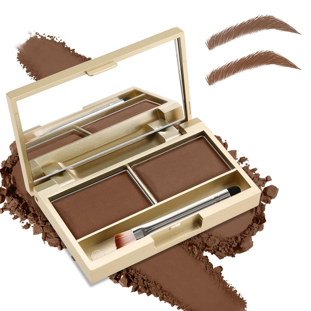 Boobeen Eyebrow Powder Kit, 2-color Waterproof Eyebrow Palette Makeup to Definer & Filler Brows
