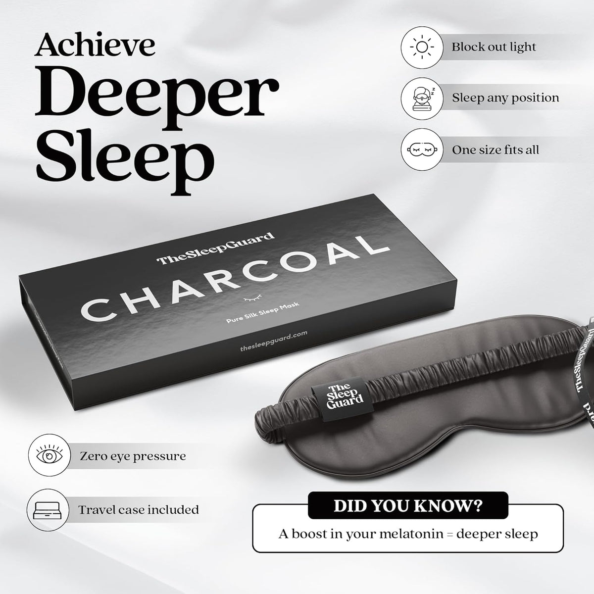 Pure Silk Sleep Mask [100% 6A Mulberry Silk, 22 Momme] Light Blocking Travel Essentials. Eye Masks
