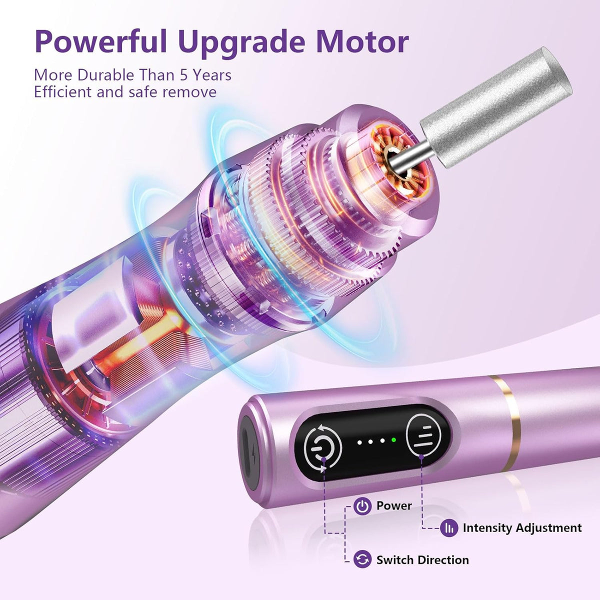 Cordless Nail Drill Electric Nail File Kit Rechargeable Professional Efile Nail Set, Portable
